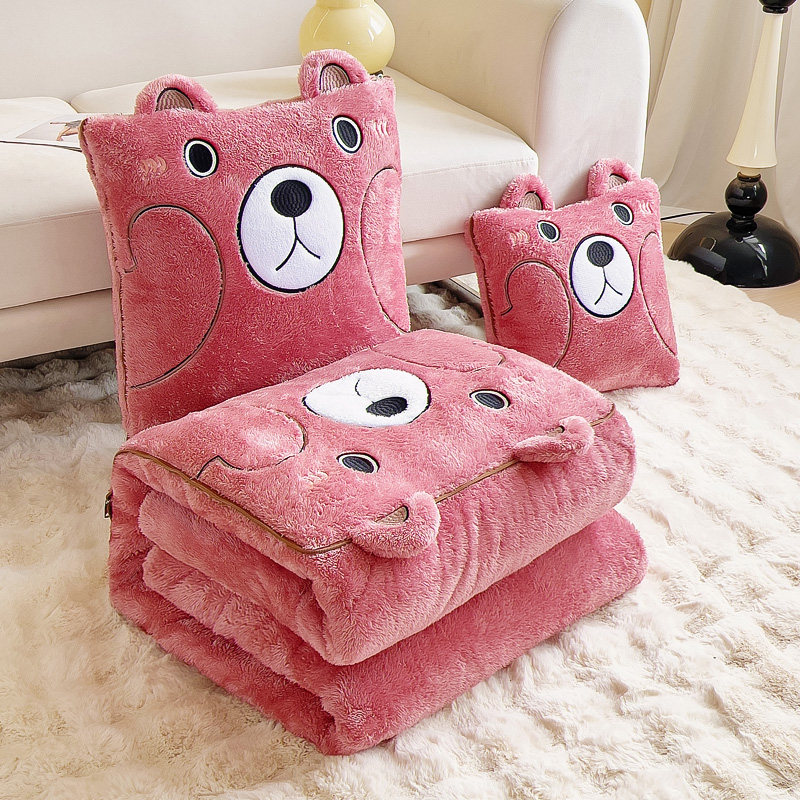 汽车抱枕车用被子两用2025新款秋冬加厚珊瑚绒午睡枕头毯子二合一