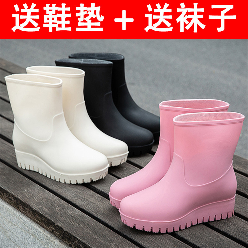 时尚款外穿女雨鞋水靴送鞋垫高跟图片