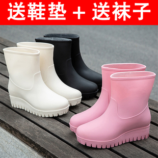 2025新款雨鞋女成人防滑厚底保暖雨靴时尚款外穿胶鞋女增高跟水鞋