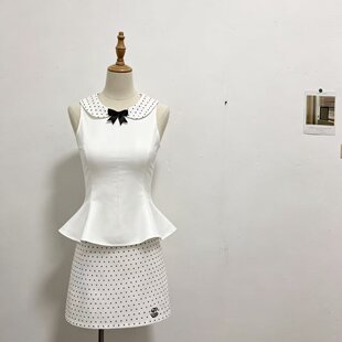 POPWEST | 气质无袖上衣T恤收腰显瘦娃娃脸背心半裙包臀裙套装