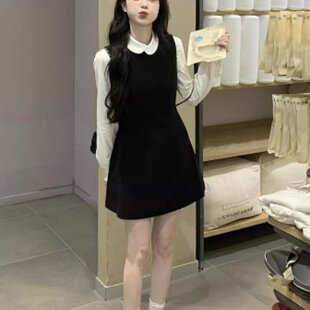 avenement/天丝羊毛混纺无袖连衣裙a字背心裙收腰叠穿学院风女