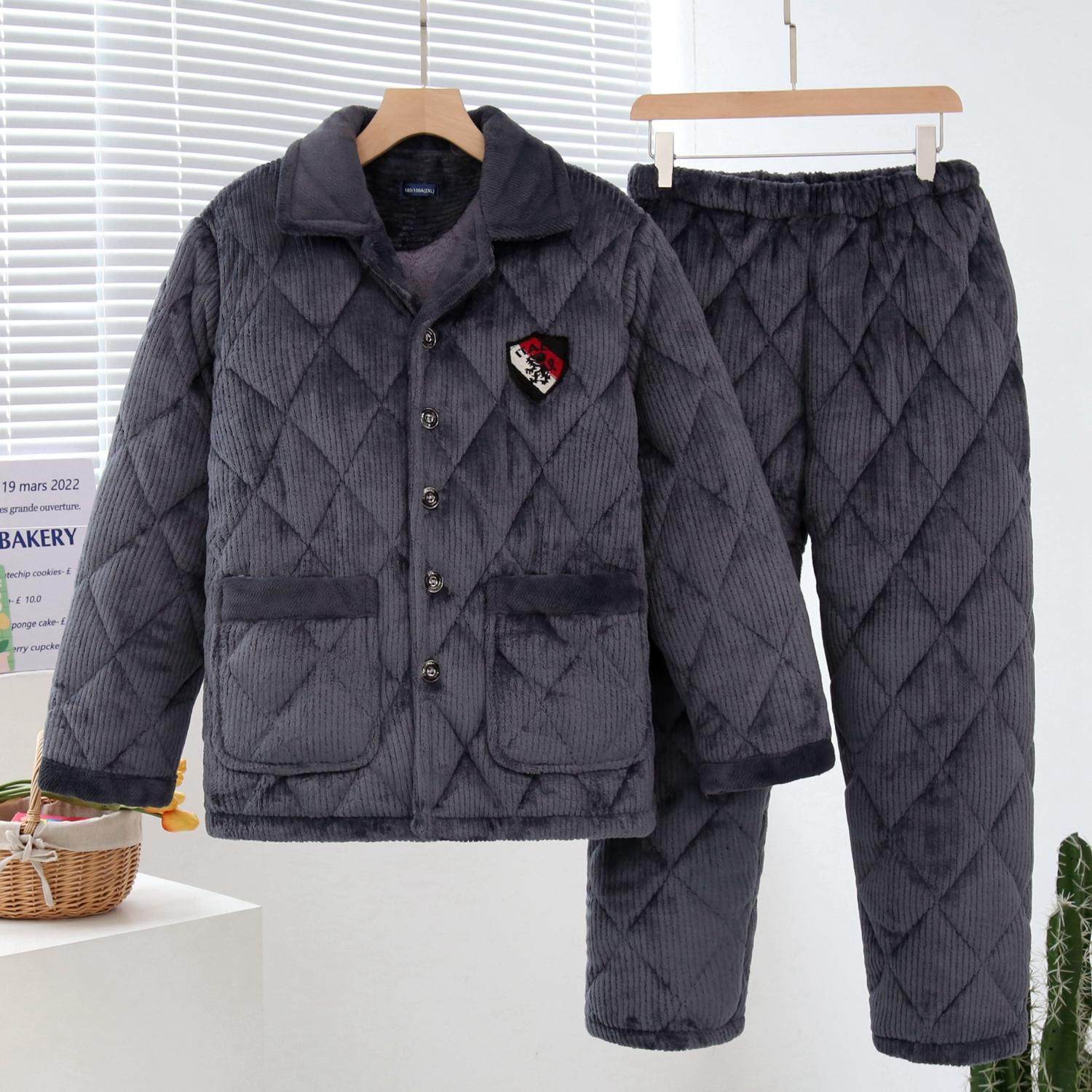 三层加厚夹棉家居服男新款睡衣法兰绒中老年家居服套装棉睡袄冬季,女士内衣/男士内衣/家居服,睡衣/家居服套装,淘宝优惠券,粉丝福利购,淘宝优惠卷