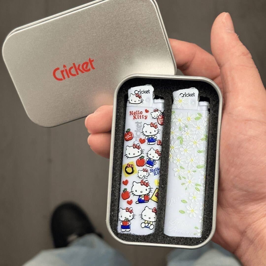 cricket草蜢一次性打火机+贴纸爆款DIY浮雕清新春日雏菊kt猫送友
