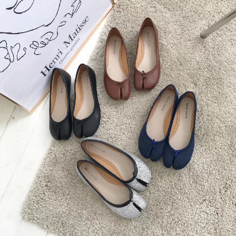 韓國街頭時尚小姐姐圓頭分趾淺口軟皮平底舒適休閑豬蹄單鞋學生女在類目 女鞋, 低幫鞋中 - 來自Buy2taobao.com提供專業的淘寶代購服務