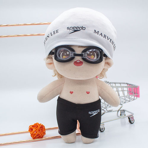 现货20cm娃衣爵安mirror同款泳衣泳裤泳帽泳镜棉花娃娃公仔衣服