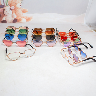 现货娃衣20cm棉花娃娃爱心超酷眼镜墨镜太阳镜宽9厘米玩偶公仔配