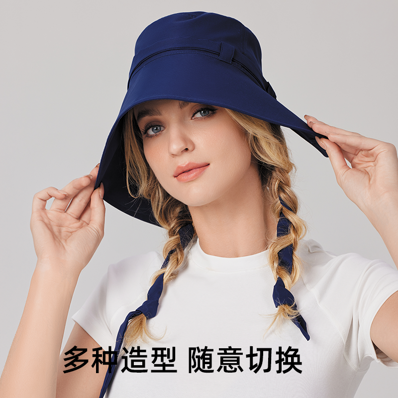 夏季防晒遮阳渔夫帽防紫外线女沙滩骑行电动车遮阳帽子户外出游