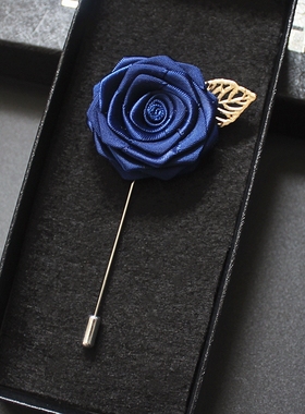 原创设计西装领花缎带玫瑰花衬衫胸花男女花朵手工男士胸针口袋巾