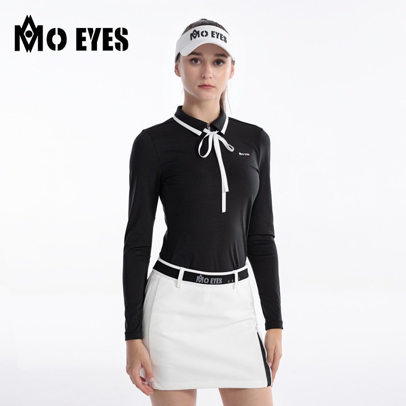 MO EYES魔眼 高尔夫服装女长袖 秋冬季运动弹力面料 蝴蝶结飘带,运动服/休闲服装,高尔夫球服,淘宝优惠券,粉丝福利购,淘宝优惠卷