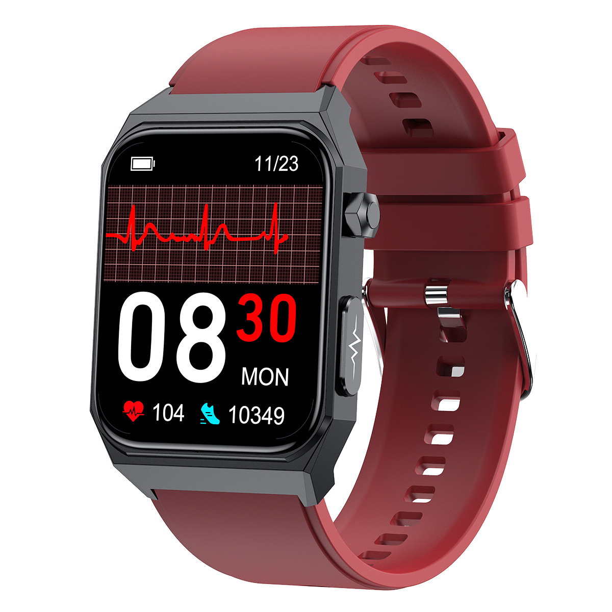 新款方形心电图智能手表心率血压血氧体温无创血糖蓝牙健康检测表