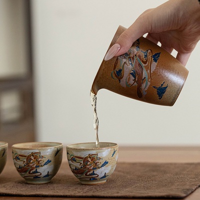 敦煌文创飞天旅行茶具家用功夫茶具套装户外便携式快客杯国潮