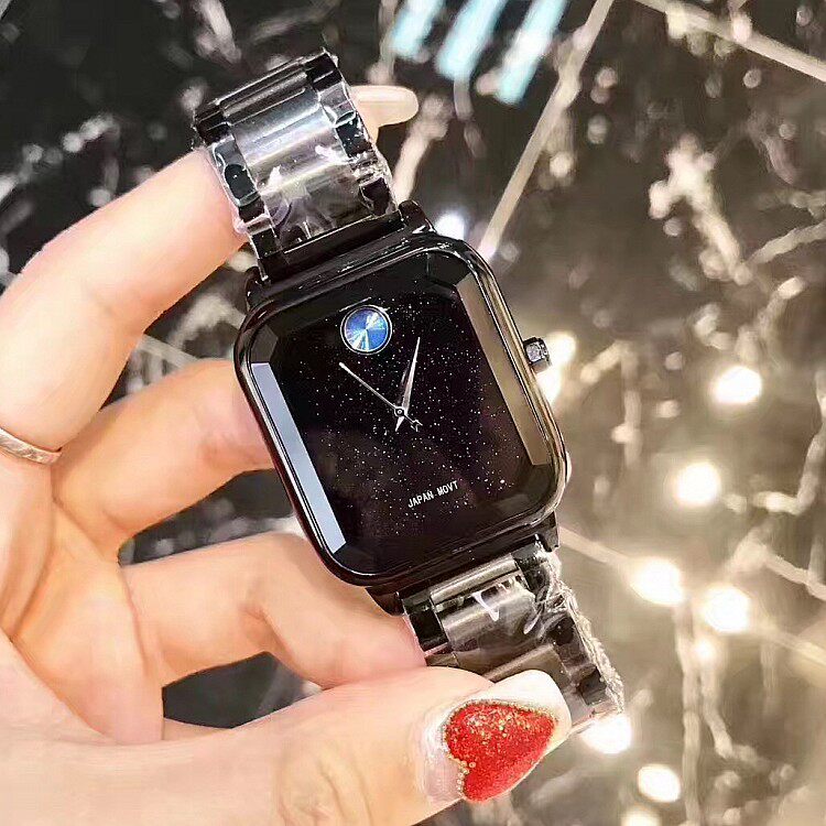 女玛莎莉表带时尚士手表腕表个性时装表潮流不锈钢星空面轻奢方形