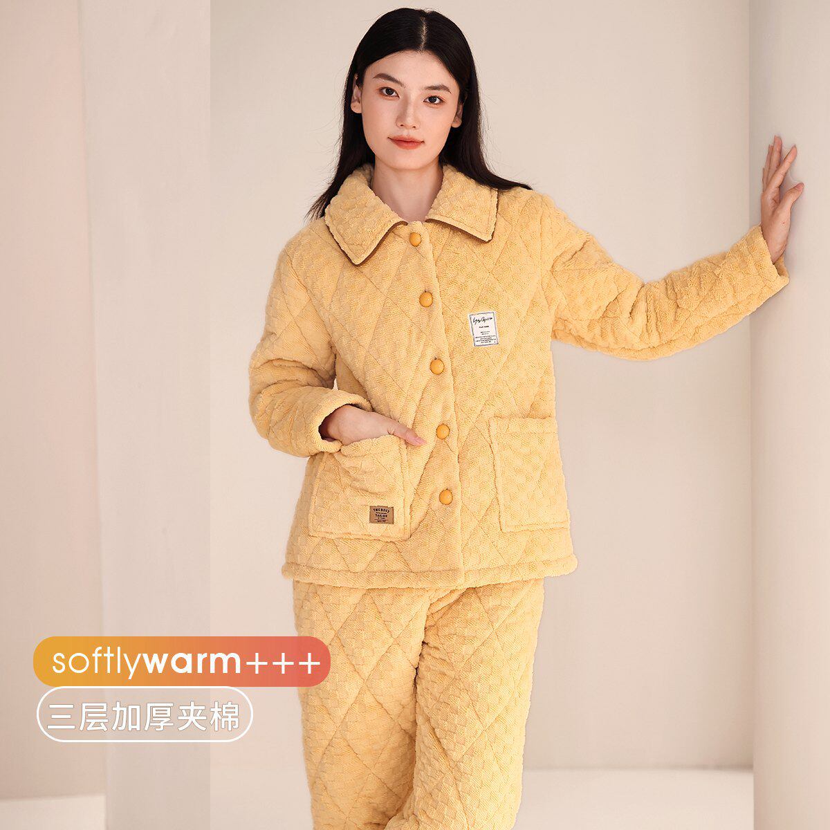 【三层夹棉】冬季新款女士睡衣加厚保暖外穿棉衣珊瑚绒家居服套装