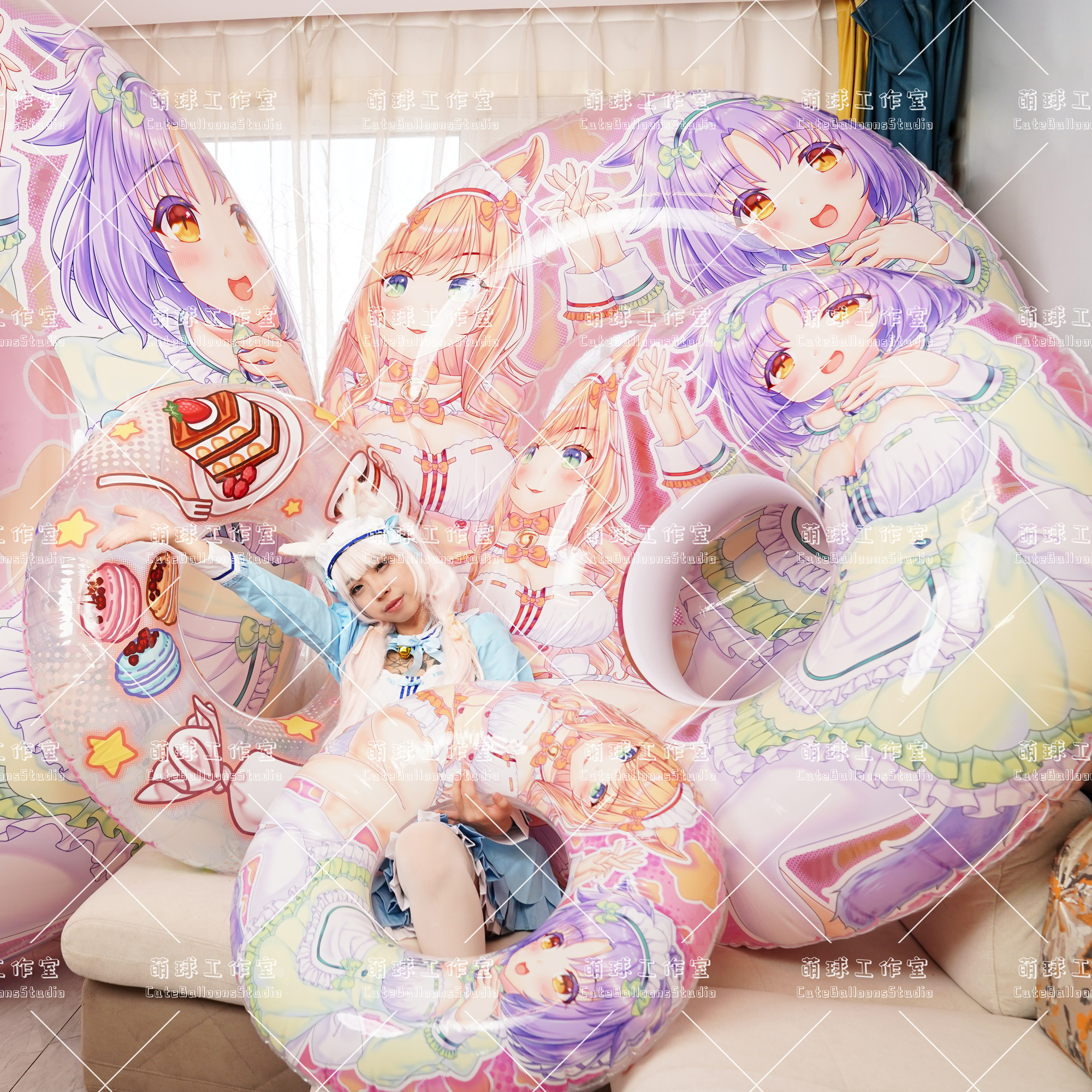 预售 枫和桂 猫娘乐园 猫娘乐园游泳圈 动漫周边充气迷恋looner