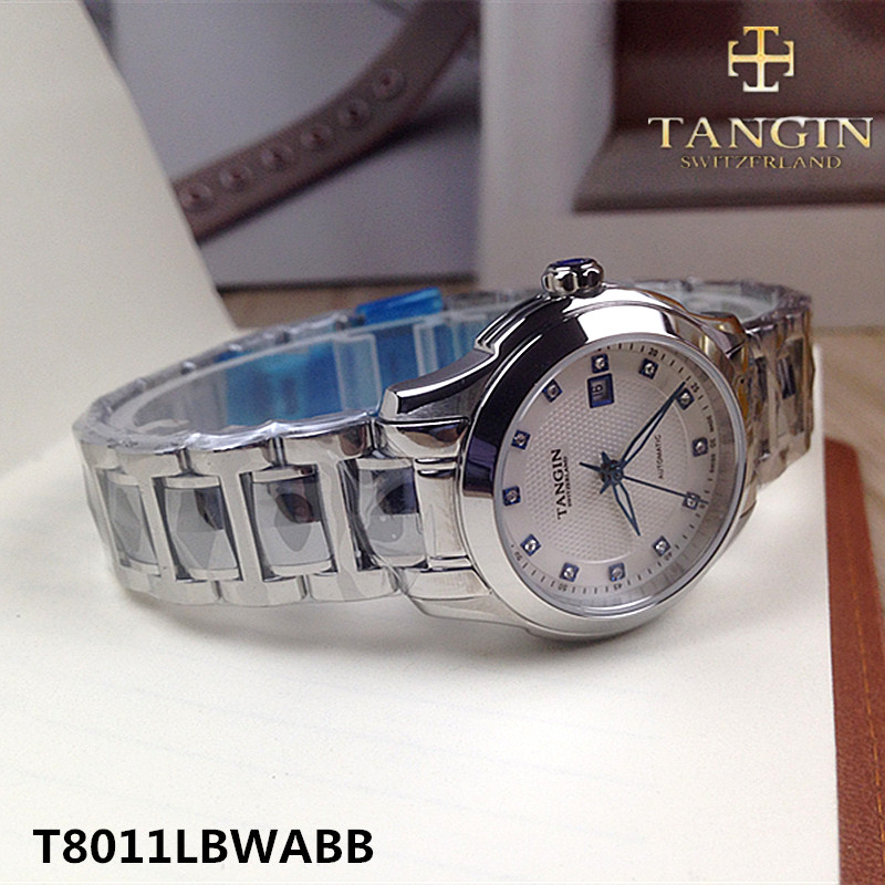 tangin天珺手表 女士全自動機械表日歷T8011LBWABB情侶戴蒙德8011