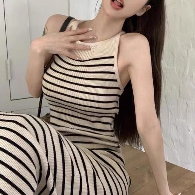 秋季女装开叉露背修身显瘦长裙女
