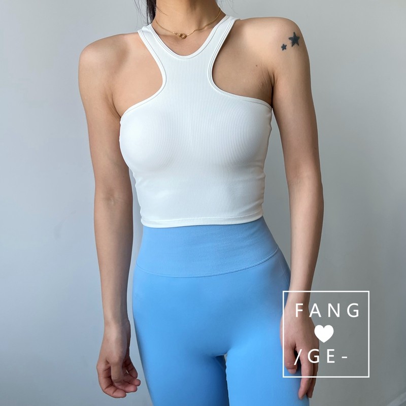 芳哥 螺纹时尚特色有个性出街瑜伽运动训练普拉提文胸有胸垫背心