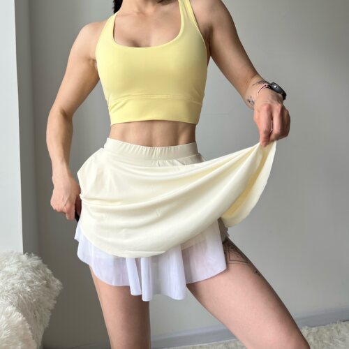 清仓特价no退换瑜伽短裙女高腰显瘦健身飘逸防走光运动裙