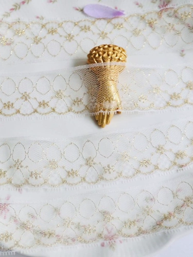 Японская вышитая рисовая белая сеть дно золотые проволоки вышитые кружевные вспомогательные материалы BJD детская одежда делает одежду для девочек.