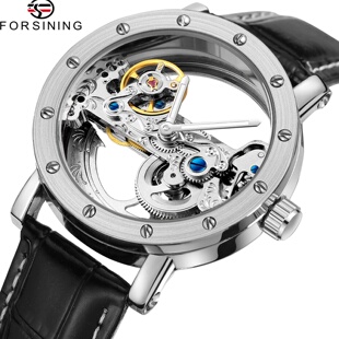 手表 新款 自动陀飞轮机械 双面镂空男士 时尚 forsining 机械手表
