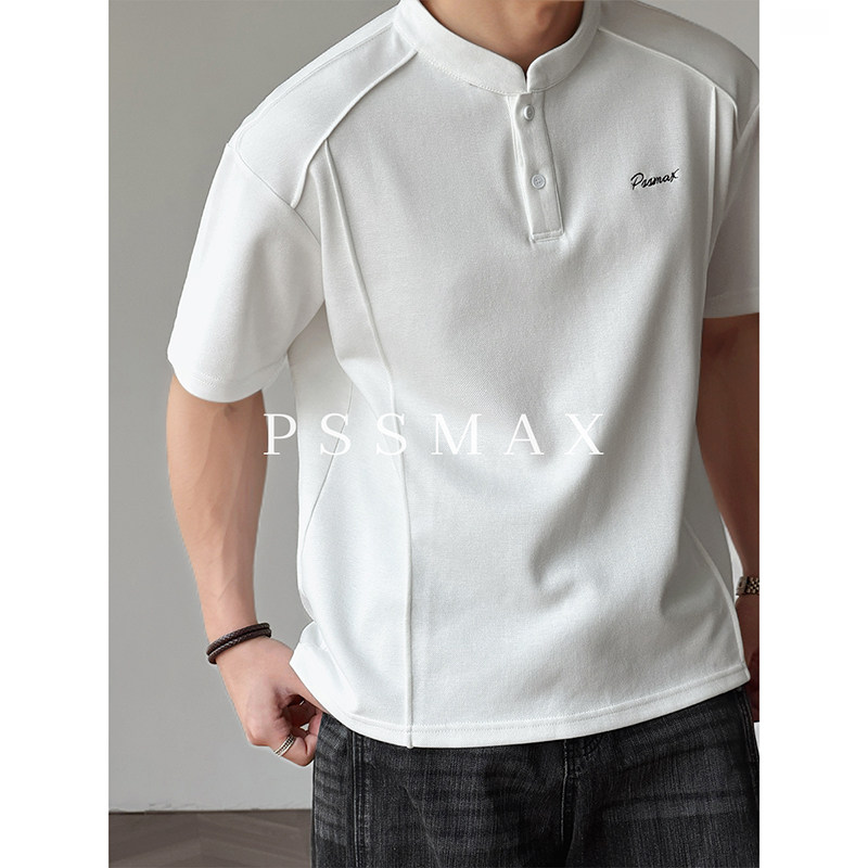 【现货】PSSMAX 胖俗俗立领骨线工装T恤2026春夏宽松休闲短袖男款