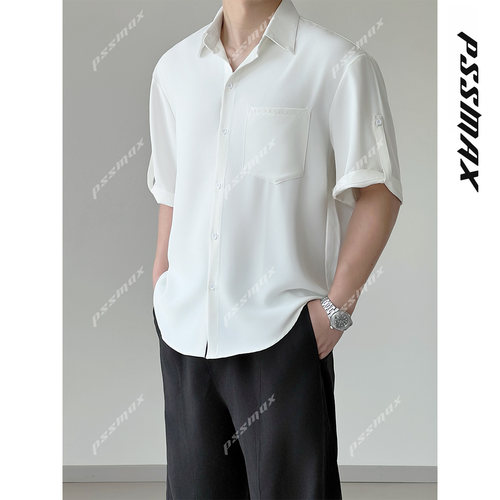 PSSMAX夏季高级垂坠宽松短袖衬衫