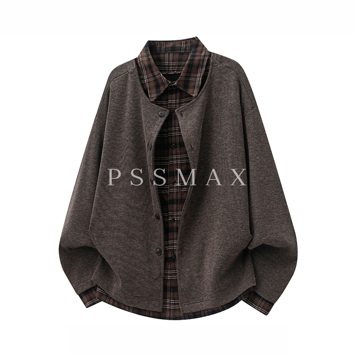 PSSMAX拼接格子衬衫男