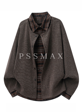 PSSMAX拼接格子衬衫男
