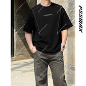 夏季 廓形拼接线条短袖 PSSMAX 暗纹棱线冰川褶 现货 胖俗俗