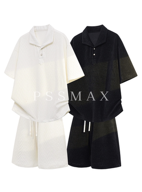PSSMAX夏季宽松休闲短裤短袖T恤