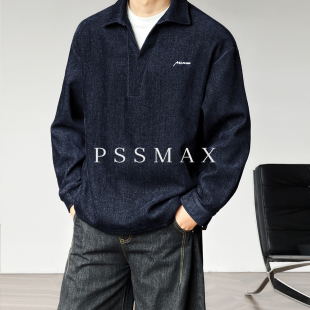 胖俗俗PSSMAX 秋季卫衣外套男大码微胖莱赛尔简约百搭翻领上衣