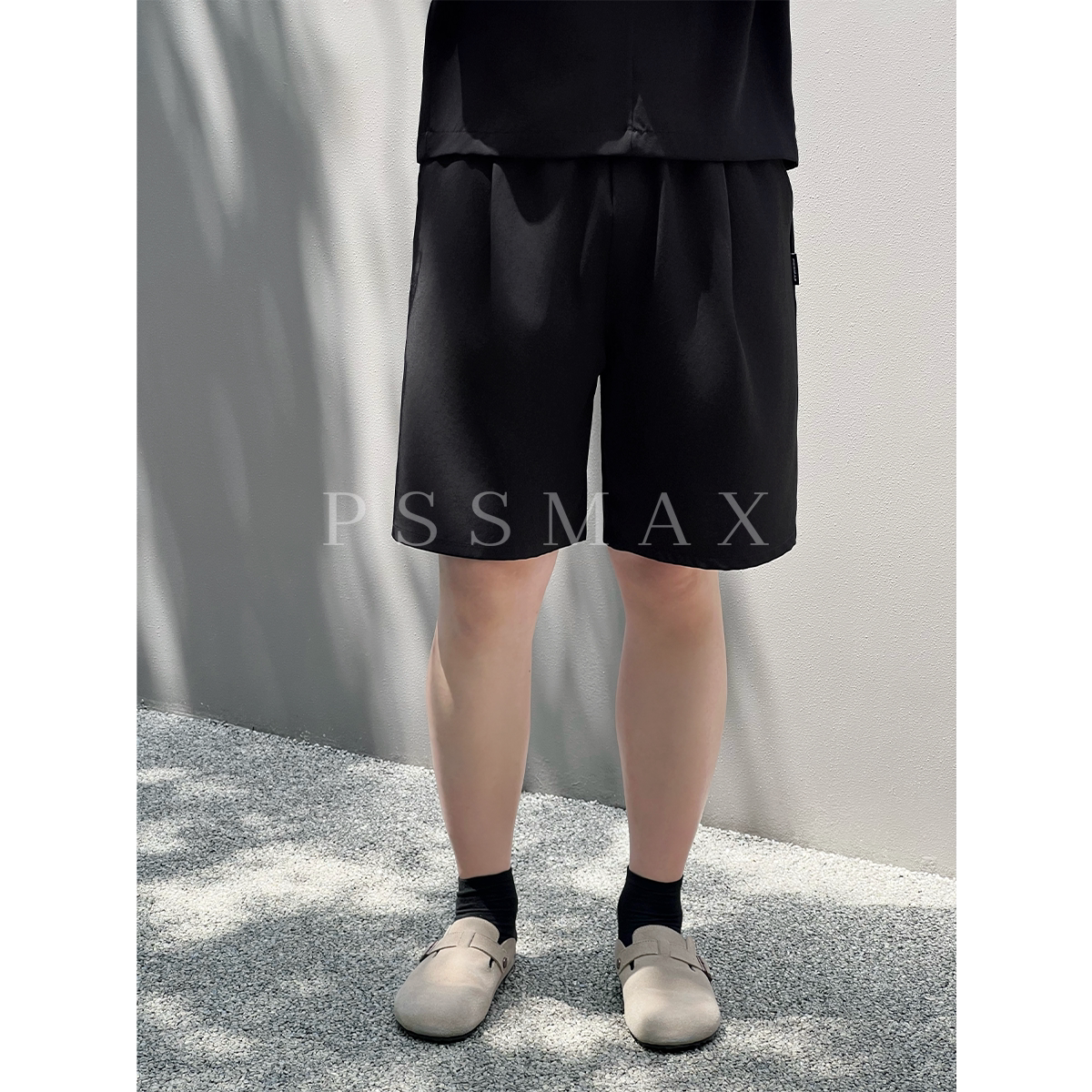 胖俗俗PSSMAX 褶皱金属配饰短裤男大码微胖宽松休闲百搭五分裤