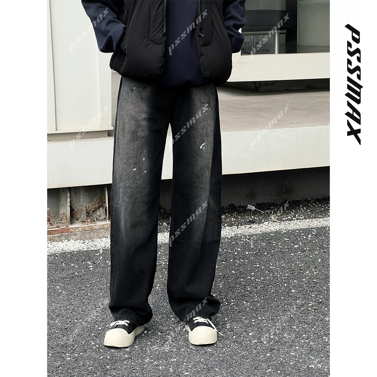 PSSMAX秋冬保暖休闲直筒牛仔裤男