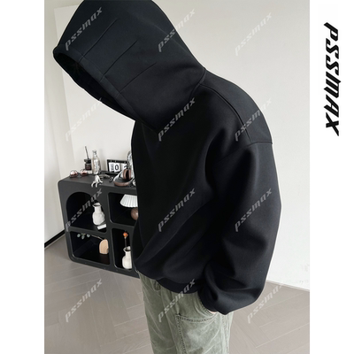 连帽压排褶pssmax卫衣boxy版型