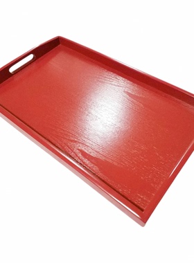 日式长方形木质托盘木制红色盘子敬酒盘 婚礼喜庆家用糖果盘