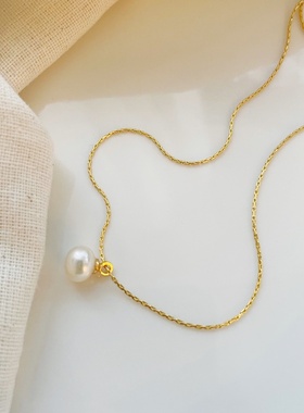 奶油南瓜-浮光拾贝天然珍珠南瓜珍珠馒头珠14K注金项链小众设计感