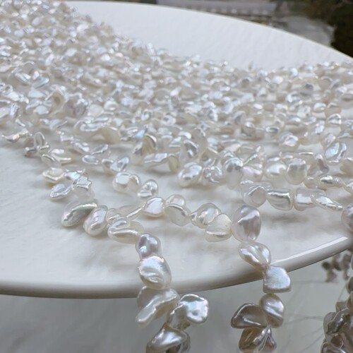 天然银冷光5-6mm小花瓣串链diy半成品手工