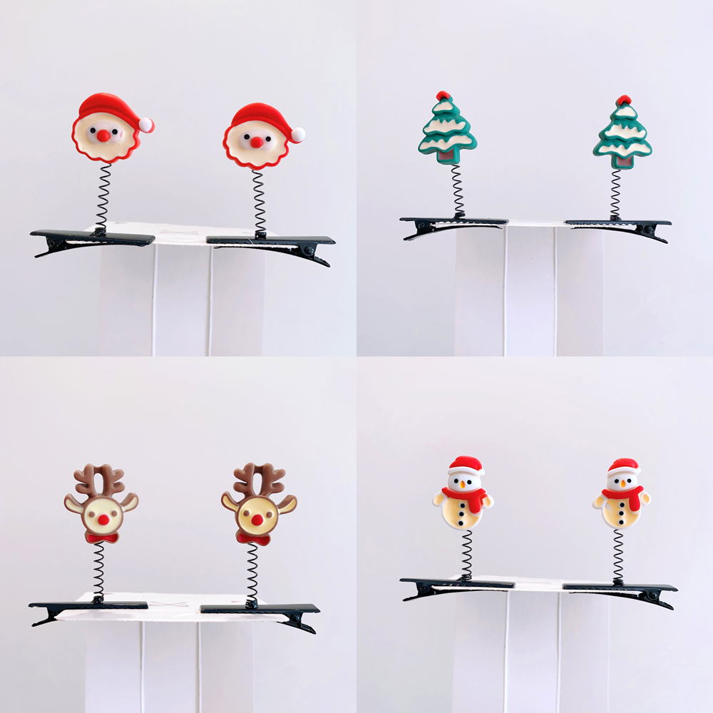 圣诞发夹儿童圣诞弹簧夹宝宝顶夹可爱啵灵啵灵圣诞老人发卡圣诞头