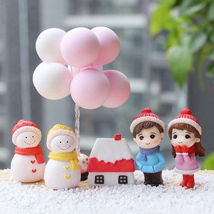 圣诞情侣人偶公仔桌面摆件圣诞节摆件苔藓微景观diy材料满19 包邮