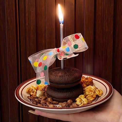 生日仪式感彩色波点丝带蝴蝶结蛋糕装饰插件 直杆蜡烛氛围感拍照