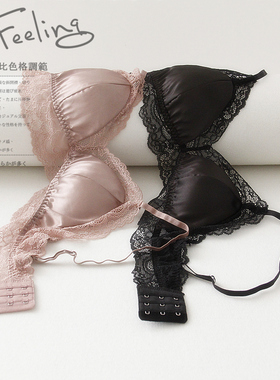 真丝无钢圈内衣女性感薄 舒适透气胸罩法式蕾丝100桑蚕丝文胸内裤