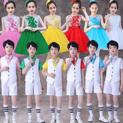 胖东来新款幼儿舞蹈表演服中小学生朗诵礼服女童合唱服儿童蓬蓬裙