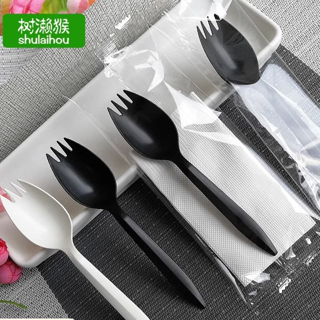 包邮一次性叉勺子淀粉叉勺一体