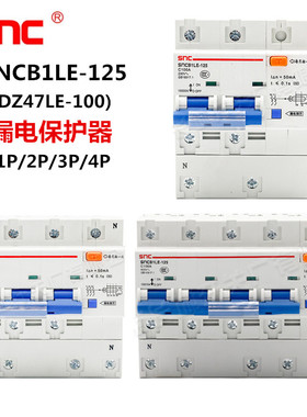 长城SNCB1LE-125 2P3P4P 100A漏电保护开关DZ47LE-100漏保断路器