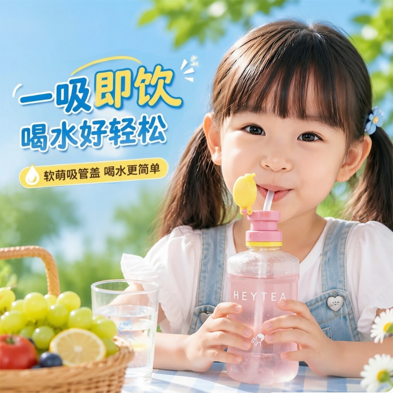 吸管瓶盖转换头通用矿泉水吸管盖