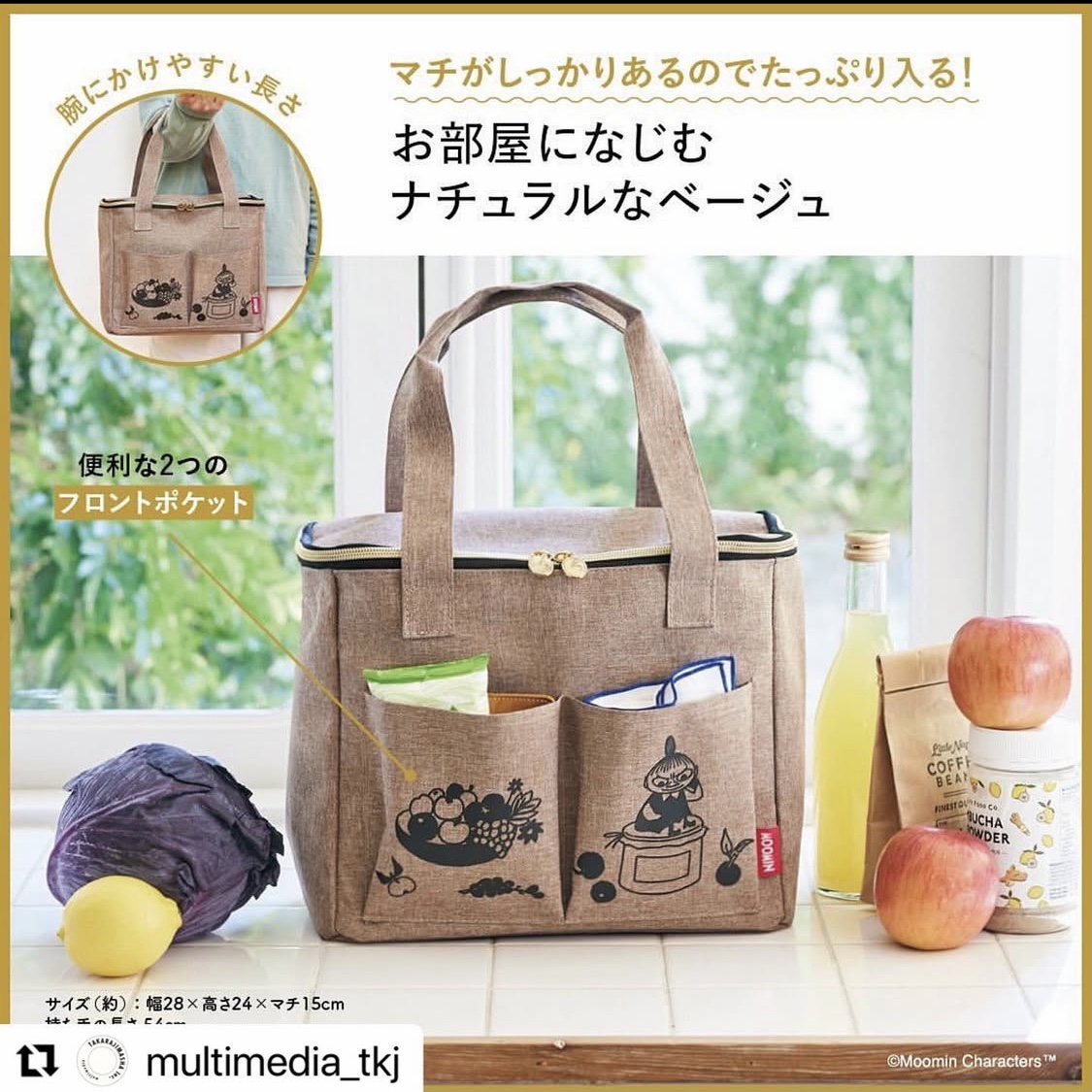 日本杂志附录包 姆明亚美大容量手提旅行包 防水购物袋野餐收纳包