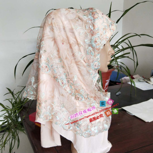 新款盖头女回套头蒙纱双层帽子款方便头巾时尚包头礼拜帽浅色系