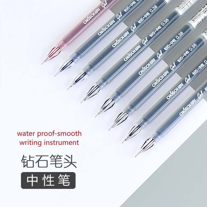 超时钻石笔头801A中性笔大容量全针管签字笔极细红笔高颜值黑水笔