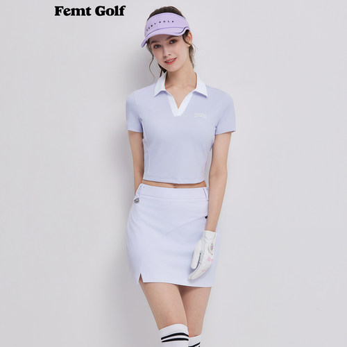 2026 FG新款高尔夫女装夏季短袖T恤短款V领防晒少女运动上衣柔软