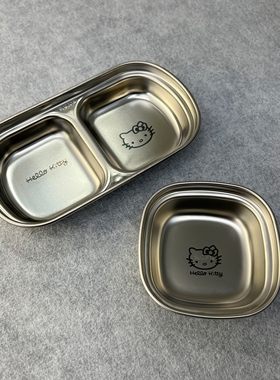 韩式不锈钢kitty烤肉餐具套装加厚双层小菜碟火锅酱料碟子筷子